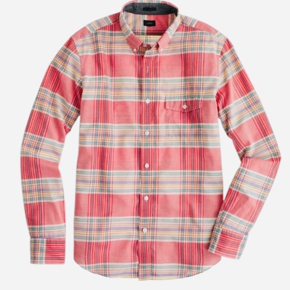 J. Crew Factory Red Plaid Casual Button Down Shirt 👔